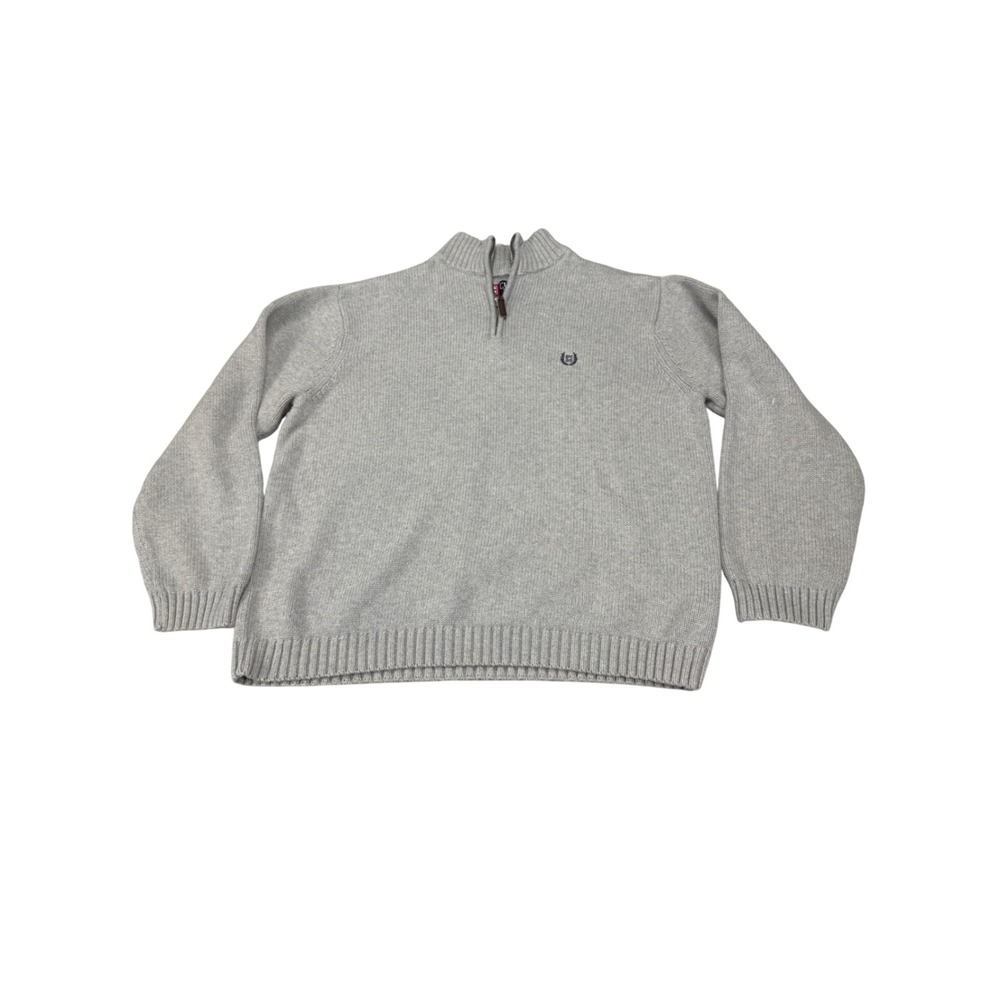 Chaps Mens XL Gray Cotton Quarter Zip Mock Neck‎ Pullover Sweater Heathered Knit